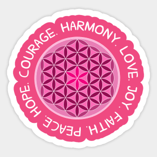 Harmony, Courage, Love, Peace, Faith, Joy Sticker